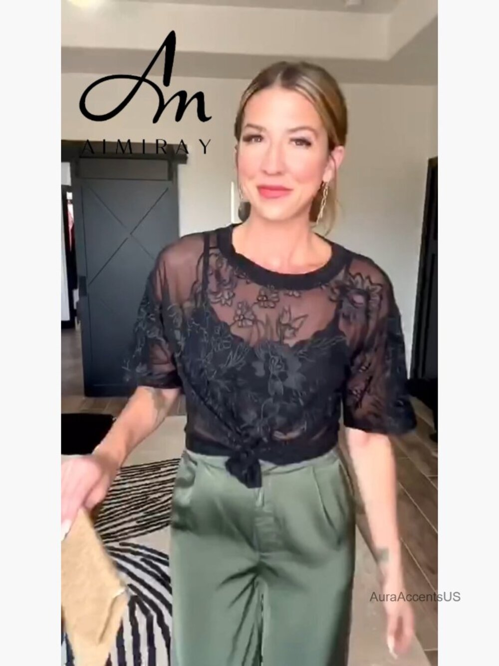 Sexy Lace Mesh 3D Floral Sheer Blouse See Through Layering Shirt Tops - Picture 5 of 7